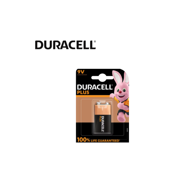 1 Pile alcaline blister Duracell Plus 6LR61 9V 550mAh