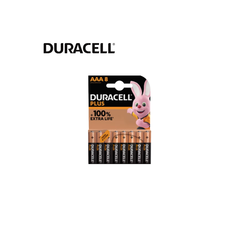 Pile alcaline blister x8 Duracell Plus 100% LR03 - AAA 1.5V 1175 avenue de la sécurité