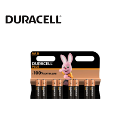 Pile alcaline blister x8 Duracell Plus LR6 - AA 1.5V 2.7Ah avenue de la sécurité